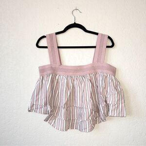 NWT Soncy Purple Striped Cropped Cold Shoulder Top Size 00‎ (10)